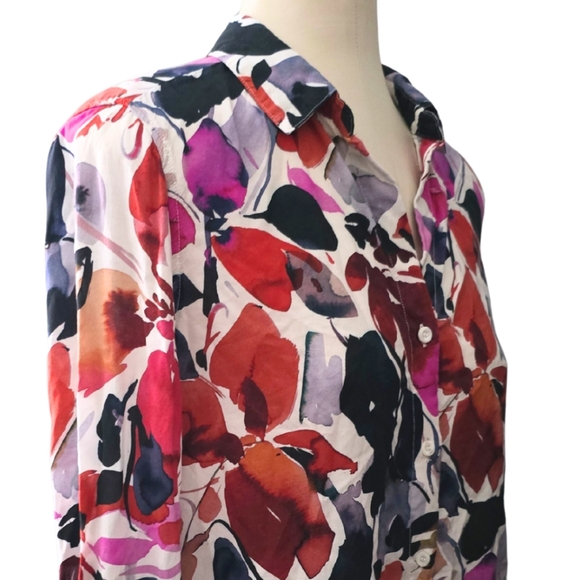 Anthropologie Cloth & Stone Printed Buttondown Shirt Floral Medium - Picture 6 of 7